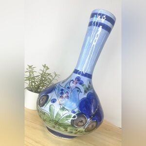 Vintage Vase Handpainted Mexico Bird Talavera Clay Pottery Flower Mexican Art